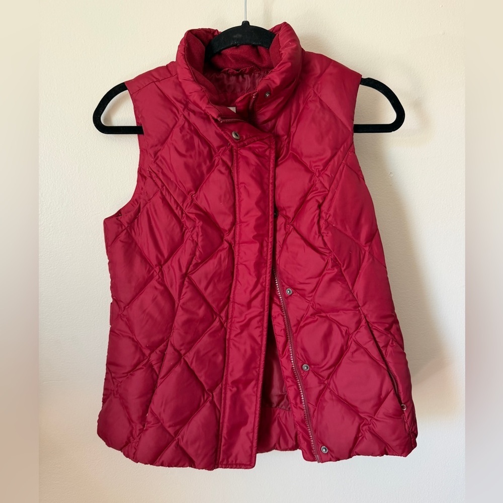 Vintage Eddie Bauer Goose Down puffer vest cherry red quilted with pockets sz-XS